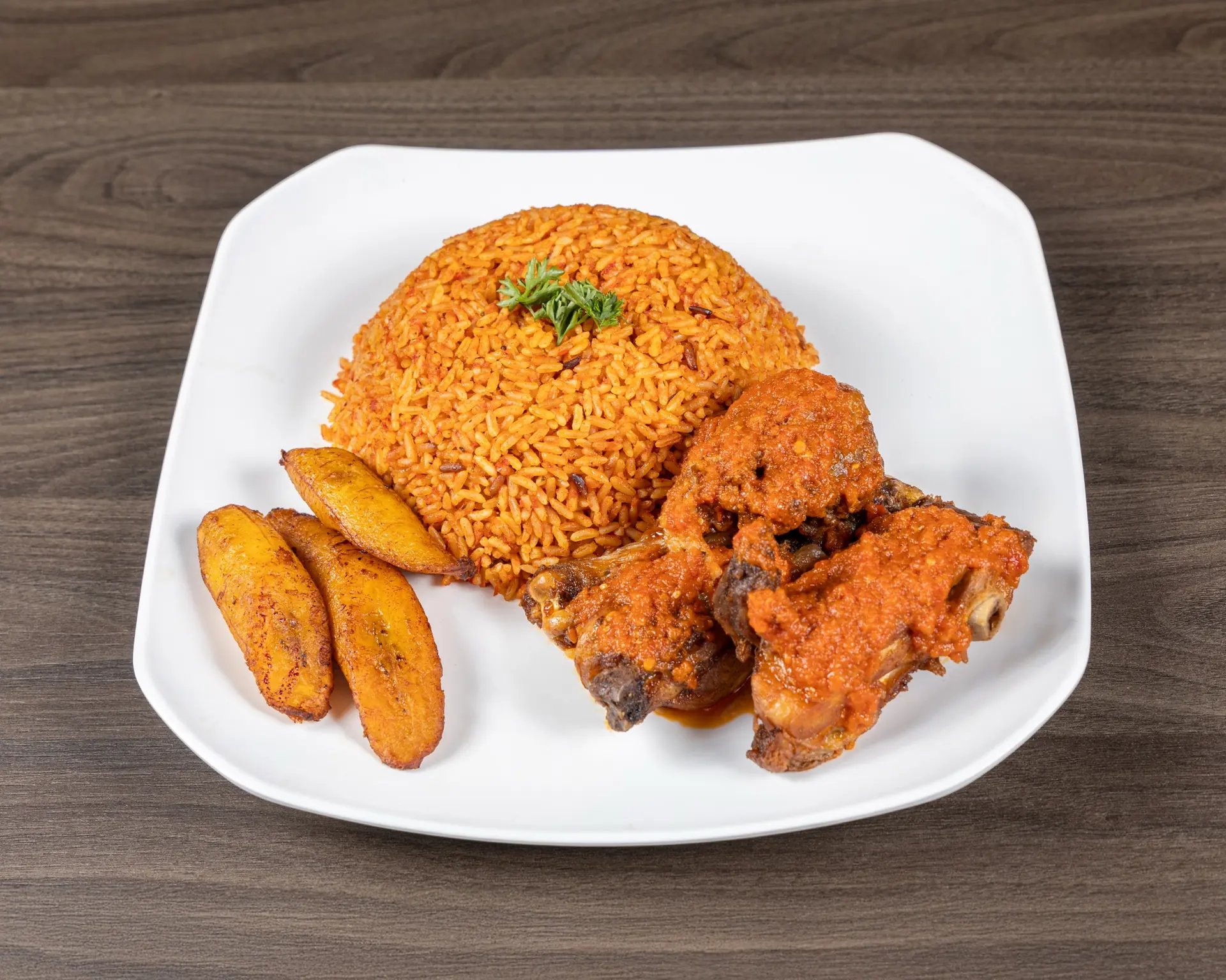 Jollof rice served by M&M African Kitchen & Bar