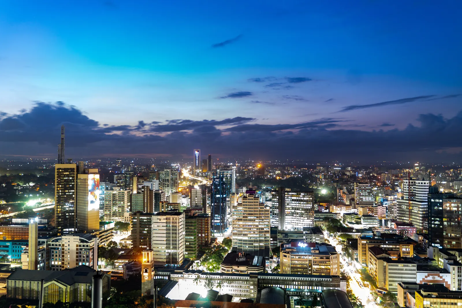 The Nairobi skyline at dusk